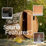 Liatris Red Cedar Barrel Sauna with Panoramic Window - 6-8 Person