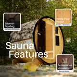 Celasia White Finland Pine Barrel Sauna - 3-4 Person
