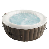 Round Inflatable Jetted Hot Tub with Cover - 6 Person - 265 Gallon - Brown and White