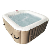 Aleko Square Inflatable Jetted Hot Tub with Cover - 4 Person - 160 Gallon - Brown | IHT-4P-SQR-BRWN-WH-AP