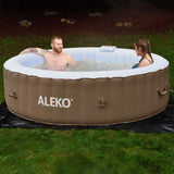 Round Inflatable Jetted Hot Tub with Cover - 6 Person - 265 Gallon - Brown-Gray | IHT-6P-RND-BRWN-GRAY-AP