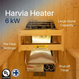 Celasia White Finland Pine Barrel Sauna with Front Porch Canopy - 2-4 Person