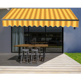 Aleko Caribbean Motorized Patio Awning - Multi-Stripe Yellow - 20 x 10 Feet