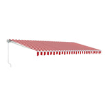 Aleko Caribbean Motorized Patio Awning - Red & White Striped - 20 x 10 Feet