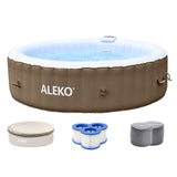 Round Inflatable Jetted Hot Tub with Cover - 6 Person - 265 Gallon - Brown-Gray | IHT-6P-RND-BRWN-GRAY-AP