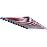 Aleko Moroccan Semi-Cassette Motorized Patio Awning - Red & White Striped - 20 x 10 Feet
