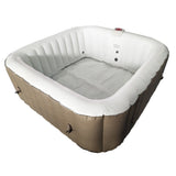 Aleko Square Inflatable Jetted Hot Tub with Cover - 6 Person - 250 Gallon - Brown and White | IHT-6P-SQR-BRWN-WH-AP