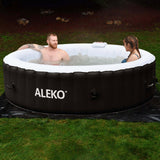 Round Inflatable Jetted Hot Tub with Cover - 6 Person - 265 Gallon - Black and White | IHT-6P-RND-BLK-WH-AP