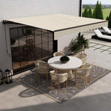 Aleko Caribbean Manual Retractable Patio Awning - Ivory Cream - 13 x 10 Feet