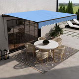 Aleko Caribbean Manual Retractable Patio Awning - Sky Blue - 13 x 10 Feet