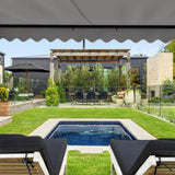 Aleko Moroccan Semi-Cassette Motorized Patio Awning - Silver Gray - 12 x 10 Feet