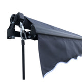 Aleko Motorized Retractable Black Frame Patio Awning 16 x 10 Feet - Charcoal Gray