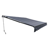 Aleko Motorized Retractable Black Frame Patio Awning 16 x 10 Feet - Charcoal Gray