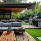 Aleko Moroccan Semi-Cassette Motorized Patio Awning - Ivory Cream - 20 x 10 Feet