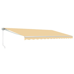 Aleko Retractable White Frame Patio Awning - 12 x 10 Feet - Ivory