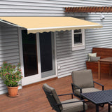 Aleko Retractable White Frame Patio Awning - 12 x 10 Feet - Ivory