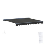 Aleko Moroccan Semi-Cassette Motorized Patio Awning - Onyx Black - 13 x 10 Feet