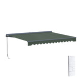 Aleko Moroccan Semi-Cassette Motorized Patio Awning - Forest Green - 13 x 10 Feet