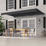 Aleko Moroccan Semi-Cassette Motorized Patio Awning - Onyx Black - 20 x 10 Feet