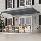 Aleko Moroccan Semi-Cassette Motorized Patio Awning - Charcoal Gray - 20 x 10 Feet