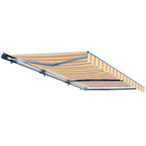 Aleko Moroccan Semi-Cassette Motorized Patio Awning - Multi-Stripe Yellow - 20 x 10 Feet