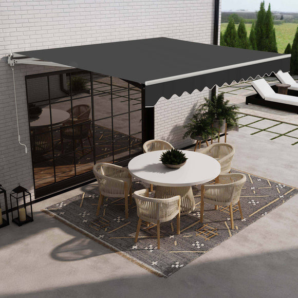 Aleko Caribbean Motorized Patio Awning - Onyx Black - 12 x 10 Feet