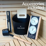 Aleko Aster Barrel Outdoor Sauna with Porch – 3-5 Person