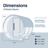Aleko Aster Barrel Outdoor Sauna with Porch – 3-5 Person