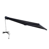 Aleko Italian Full Cassette Motorized Patio Awning with App and Remote Control – Nero/Grigio Black & Gray Striped - 10 x 8 Feet | AF10X8NERGRI-AP