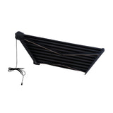 Aleko Italian Full Cassette Motorized Patio Awning with App and Remote Control – Nero/Grigio Black & Gray Striped - 14 x 10 Feet | AF14X10NERGRI-AP