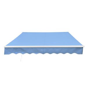 Aleko Retractable White Frame Patio Awning - 12 x 10 Feet - Sky Blue AW-12-10-SB-AP