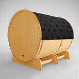 Aleko Anémona White Finland Pine Barrel Sauna with Front Porch Canopy – 6-8 People | SB8PINECP-AP