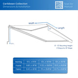 Aleko Caribbean Manual Retractable Patio Awning - Sky Blue - 13 x 10 Feet