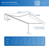 Aleko Moroccan Semi-Cassette Motorized Patio Awning - Charcoal Gray - 20 x 10 Feet