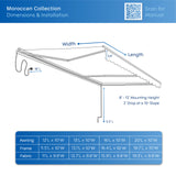Aleko Moroccan Semi-Cassette Motorized Patio Awning - Silver Gray - 20 x 10 Feet