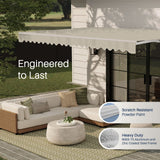 Aleko Caribbean Manual Retractable Patio Awning - Ivory Cream - 10 x 8 Feet