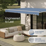 Aleko Caribbean Manual Retractable Patio Awning - Sky Blue - 12 x 10 Feet