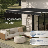 Aleko Caribbean Motorized Patio Awning - Onyx Black - 13 x 10 Feet