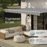 Aleko Caribbean Motorized Patio Awning - Silver Gray -  16 x 10 Feet
