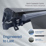 Aleko Moroccan Semi-Cassette Motorized Patio Awning - Red & White Striped - 20 x 10 Feet