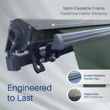 Aleko Moroccan Semi-Cassette Motorized Patio Awning - Forest Green - 13 x 10 Feet