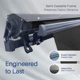 Aleko Moroccan Semi-Cassette Motorized Patio Awning - Onyx Black - 20 x 10 Feet