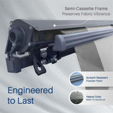 Aleko Moroccan Semi-Cassette Motorized Patio Awning - Charcoal Gray - 20 x 10 Feet