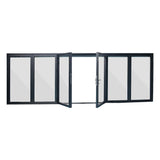 Eris Home 6-panel aluminum bi-fold door open in the center with 3L3R configuration for pass-through access.