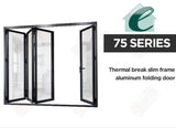Eris Home 75 Series thermal break aluminum folding door with Double Tempered Glass for superior energy efficiency.