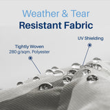 Aleko Caribbean Manual Retractable Patio Awning - Seagull Gray & White Striped - 13 x 10 Feet