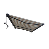 Aleko Italian Full Cassette Motorized Patio Awning with App and Remote Control – Beige/Bianco Striped - 20 x 10 Feet | AF20X10BEIBNC-AP