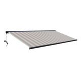 Aleko Italian Full Cassette Motorized Patio Awning with App and Remote Control – Beige/Bianco Striped - 16 x 10 Feet | AF20X10BEIBNC-AP