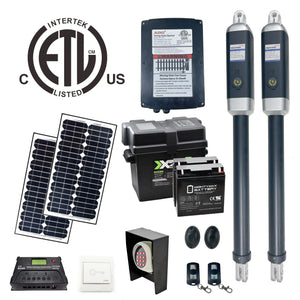 Aleko Dual Swing Gate Operator - GG1300U/AS1300U AC/DC - ETL Listed - Solar Kit 60W GG1300UFULL-AP