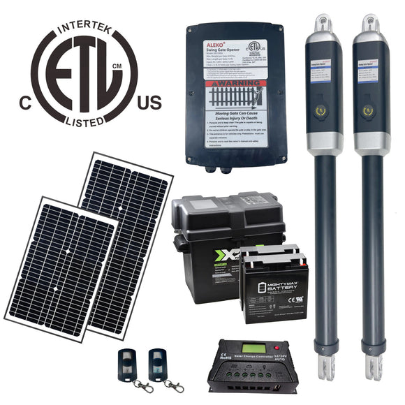 Aleko Dual Swing Gate Operator - GG1300U/AS1300U AC/DC - ETL Listed - Solar Kit 50W GG1300USOL-AP